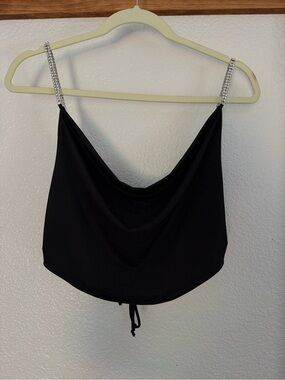 Windsor Black Cowl Neck Camisole with Rhinestone Straps